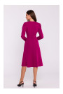 S378 Расклешенное платье с поясом - сливовый