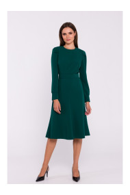 S378 Расклешенное платье с поясом - зеленый
