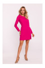 M814 Мини-платье с бантом на плече - фуксия