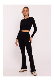 M816 Ребристые леггинсы с раздельным дизайном ног - черный