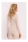 M817 Ребристый корсетный топ с длинными рукавами - песочный