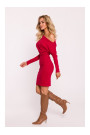 M818 Trikotāžas kleita ar krītošiem pleciem - sarkana