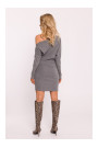 M818 Платье из трикотажа с ребристой отделкой на плечах - серый меланж