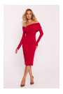 M820 Трикотажное платье с асимметричным вырезом - красный