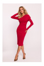 M820 Asimetriska trikotāžas kleita ar rievotu izgriezumu - sarkana