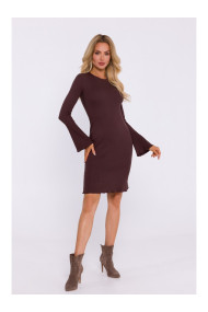 M821 Трикотажное платье с широкими рукавами - коричневый