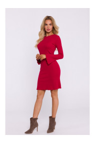 M821 Трикотажное платье с широкими рукавами - красный