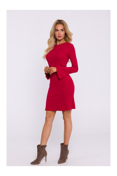 M821 Trikotāžas kleita ar platām piedurknēm - sarkana