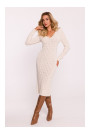 Платье-свитер с V-образным вырезом M824 - слоновая кость
