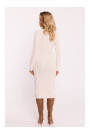 Платье-свитер с V-образным вырезом M824 - слоновая кость