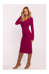 Платье-свитер с V-образным вырезом M824 - розовый