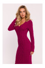 M824 Džempera kleita ar V veida apkakli - rozā krāsā