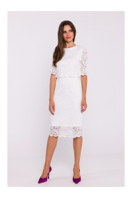 S379 Кружевное платье с двухслойным верхом - экрю