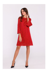 S380 Кружевное платье в форме трапеции - красный