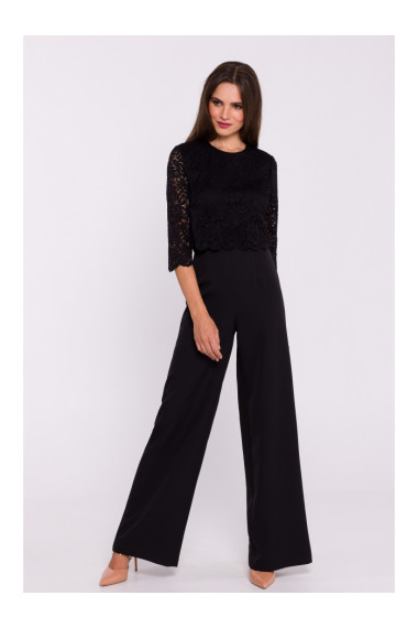 S381 Kombinezons ar mežģīņu detaļām - melns