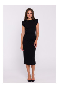 S382 Платье-миди без рукавов - черный