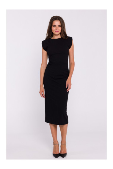 S382 Midi kleita bez piedurknēm - melna