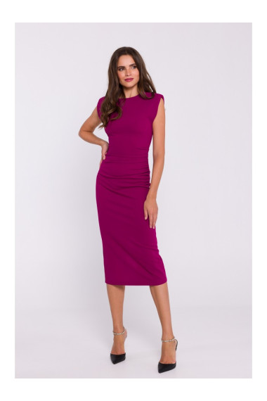 S382 Midi kleita bez piedurknēm - plūmju krāsā