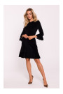 M825 Бархатное платье с оборками - черный