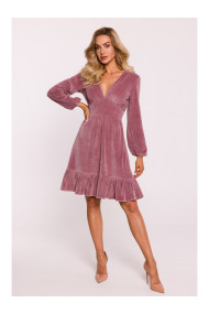 M826 Samta kleita ar V veida kakla izgriezumu - kreps rozā krāsā