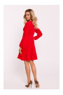 M826 Бархатное платье с V-образным вырезом - красный