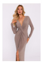 M840 Платье макси с узлом - бежевый