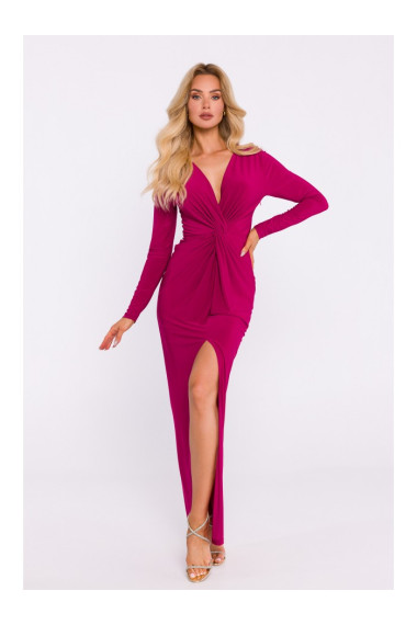 M840 Платье макси с узлом - рубиновый
