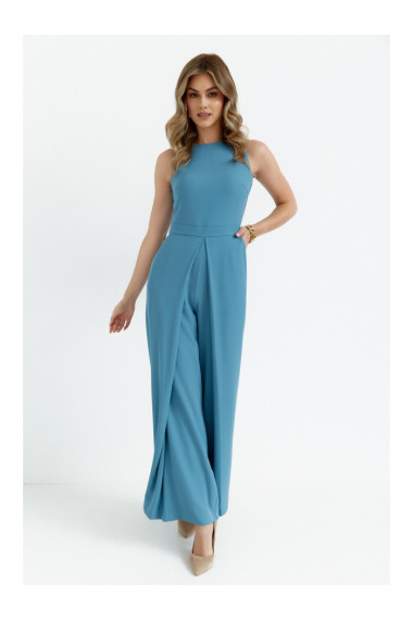 K184 Plašs kombinezons ar platām biksēm - debeszils