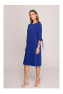 S393 Платье А-линия с завязывающимися рукавами - королевский синий
