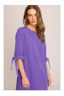 S393 Платье А-линия с завязывающимися рукавами - фиолетовый