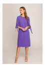 S393 Платье А-линия с завязывающимися рукавами - фиолетовый