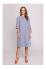 S393 Платье а-линия с завязывающимися рукавами - голубой серый