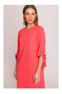 S393 Платье А-линия с завязывающимися рукавами - коралловый