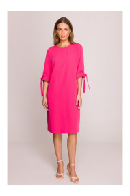S393 Платье а-линия с завязывающимися рукавами - розовый