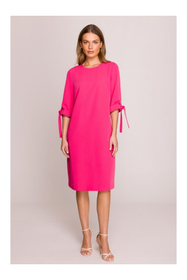 S393 Платье а-линия с завязывающимися рукавами - розовый