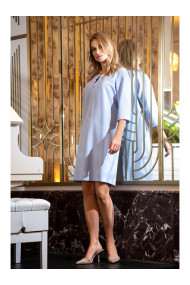 S394 Облегающее платье с вырезом "замочная скважина" - светло-голубой