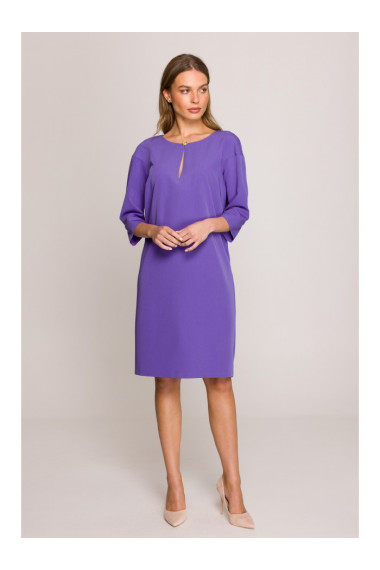 S394 Платье свободного кроя с вырезом "замочная скважина" - фиолетовый