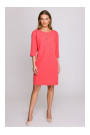 S394 Облегающее платье с вырезом "замочная скважина" - коралловый
