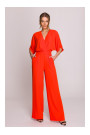 S395 Plašs kombinezons ar apmetuma izgriezumu - koraļļu krāsā