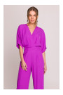 S395 Джемпер с широкими штанинами и вырезом для обертывания - лавандовый