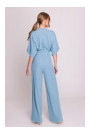 S395 Джемпер с широкими штанинами и вырезом для обертывания - небесно-голубой