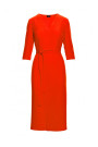 S396 Платье средней длины с деталью в виде обертывания - коралловый