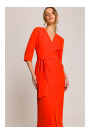 S396 Платье средней длины с деталью в виде обертывания - коралловый