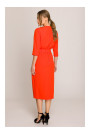S396 Платье средней длины с деталью в виде обертывания - коралловый