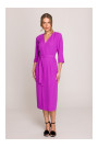 S396 Платье средней длины с деталями из ткани - лаванда