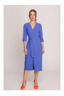 S396 Платье средней длины с деталями из ткани - синий