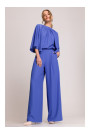 S397 Kombinezons ar platām piedurknēm un šķeltu muguru - zils