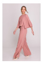 S397 Kombinezons ar platām piedurknēm un šķeltu muguru - rožains