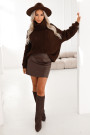  650-1 Warm and chunky oversized turtleneck with wide sleeves - chocolate 