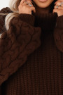  650-1 Warm and chunky oversized turtleneck with wide sleeves - chocolate 